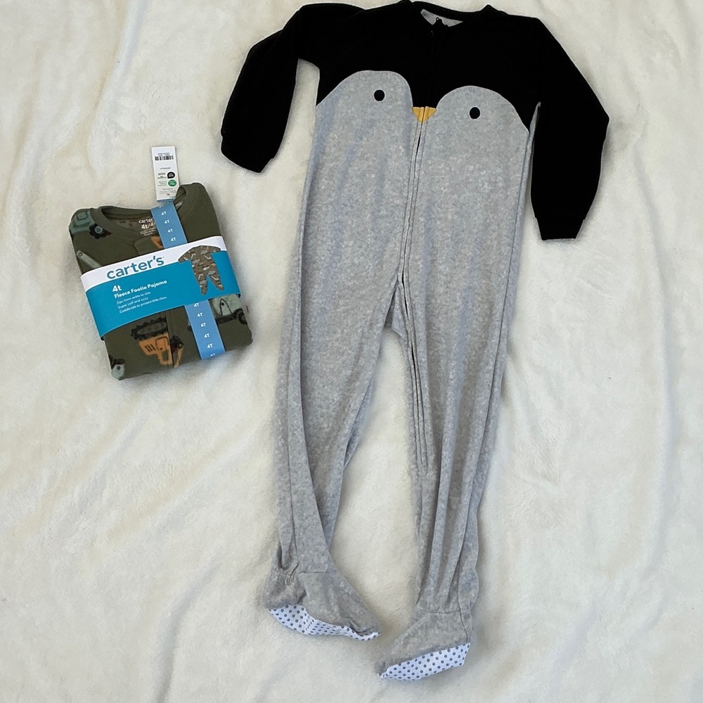 NWT- 2 Toddlers Sleepers/ Carter's Construction & Children’s Place Penguin